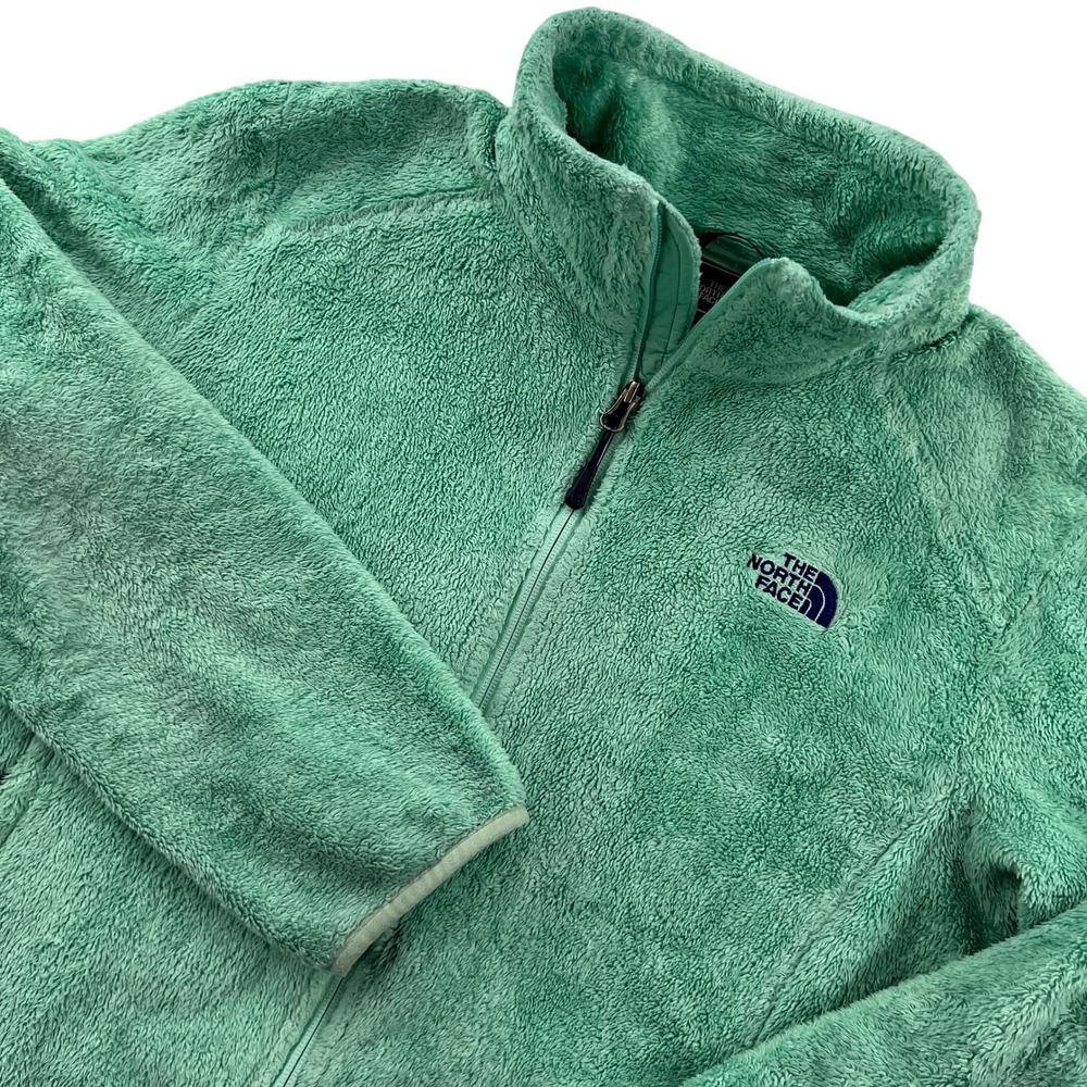 The North Face Osito Fleece Jacket Womens Large Mint Green Full Zip Silken Fuzzy